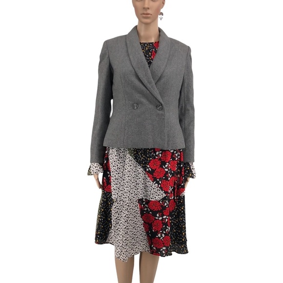 Vintage Oscar De La Renta Wool Gray Miss O Double Breasted Short Blazer - Picture 2 of 8